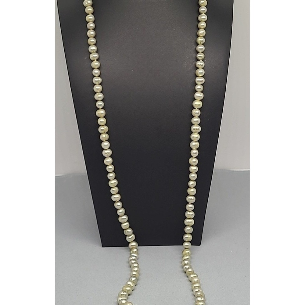 Vintage Freshwater Cultured Pearl Necklace Sage Green Rope Strand 32" READ